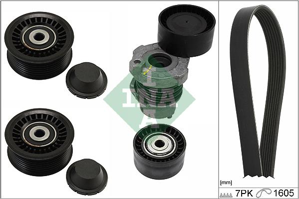 Set curea trapezoidale cu nervuri - INA