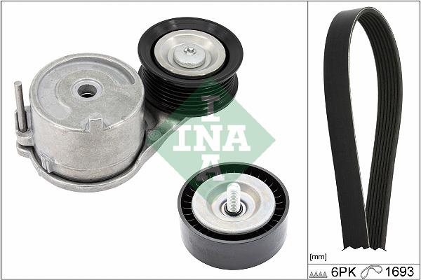 Set curea trapezoidale cu nervuri - INA