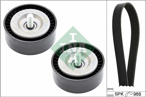 Set curea trapezoidale cu nervuri - INA