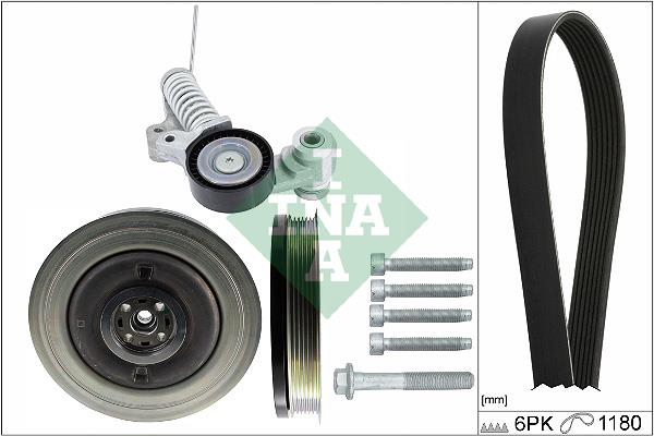 Set curea trapezoidale cu nervuri - INA