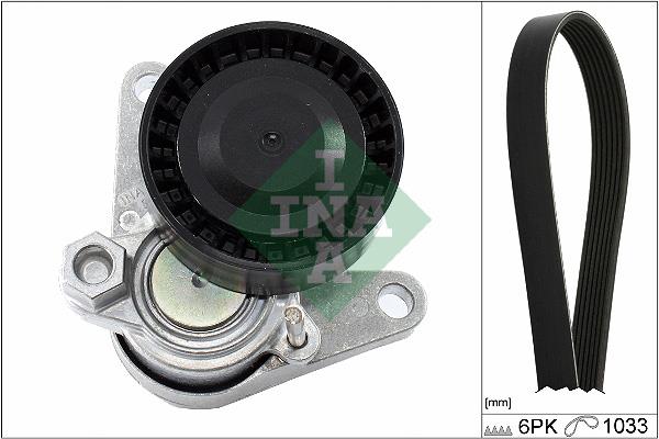 Set curea trapezoidale cu nervuri - INA