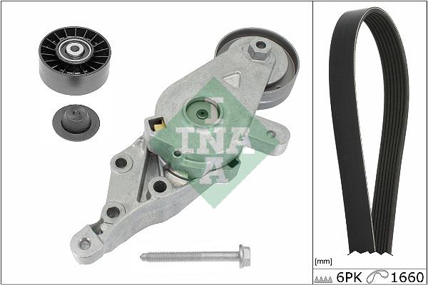 Set curea trapezoidale cu nervuri - INA
