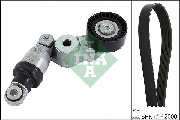 Set curea trapezoidale cu nervuri - INA