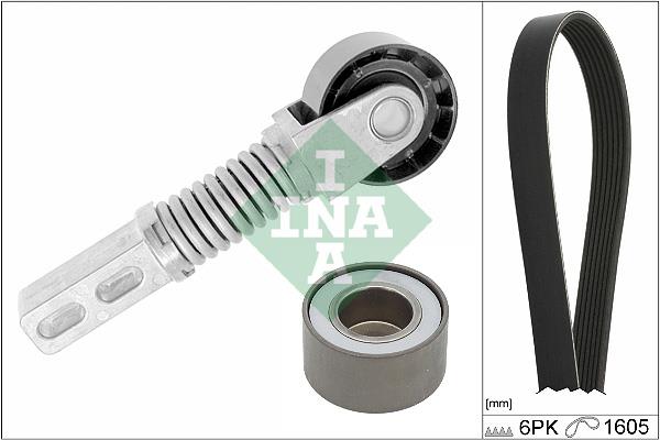 Set curea trapezoidale cu nervuri - INA