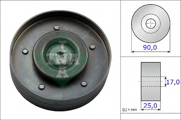 INA Deflection/Guide Pulley, V-ribbed b 10871300 - INA