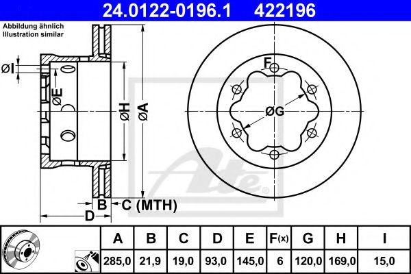ATE Brake Disc 10124122 - ATE