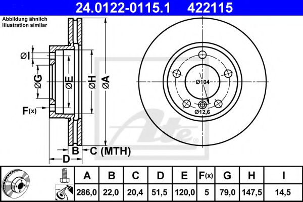 ATE Brake Disc 10124071 - ATE