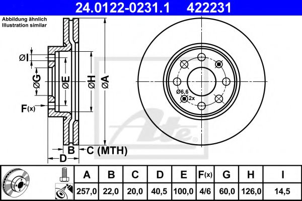 ATE Brake Disc 10124154 - ATE