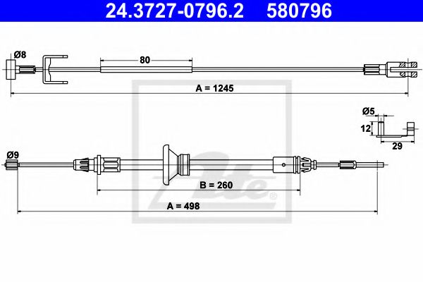 ATE Cable Pull, parking brake 10800963 - ATE