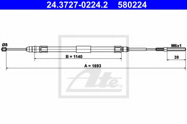 ATE Cable Pull, parking brake 10125916 - ATE