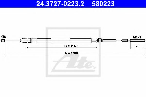 ATE Cable Pull, parking brake 10125915 - ATE