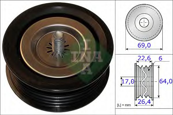 INA Deflection/Guide Pulley, V-ribbed b 10871293 - INA