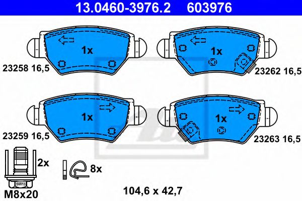 ATE Brake Pad Set, disc brake 10122914 - ATE