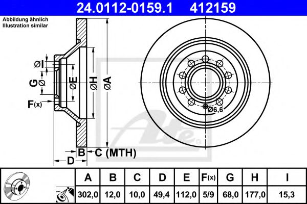 ATE Brake Disc 10123881 - ATE