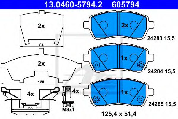 ATE Brake Pad Set, disc brake 10393418 - ATE