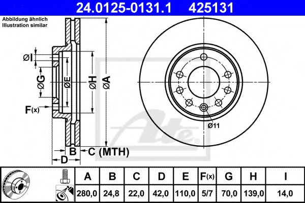 ATE Brake Disc 10124262 - ATE