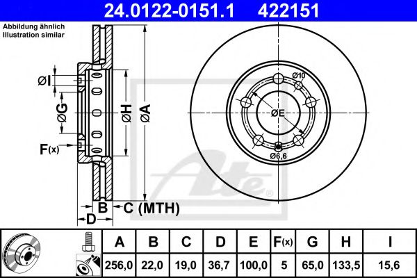 ATE Brake Disc 10124099 - ATE