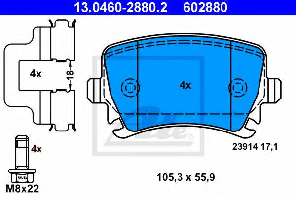ATE Brake Pad Set, disc brake 10122752 - ATE