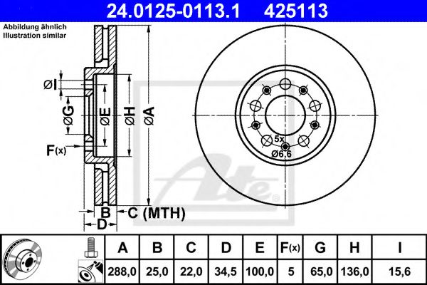 ATE Brake Disc 10124251 - ATE