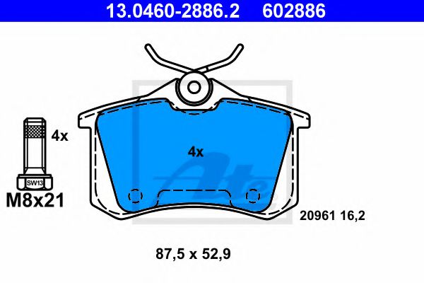 ATE Brake Pad Set, disc brake 10122758 - ATE