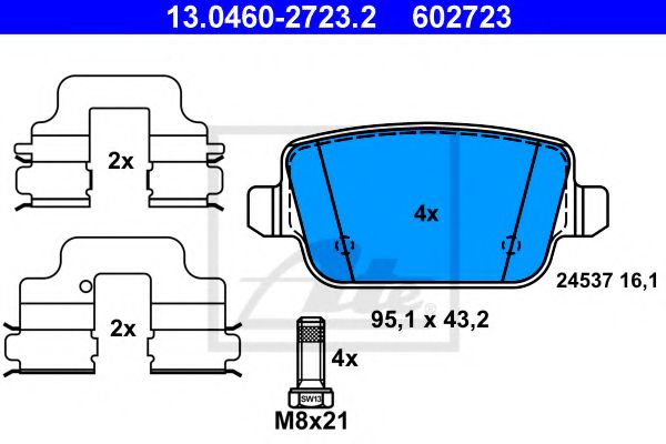 ATE Brake Pad Set, disc brake 10122682 - ATE