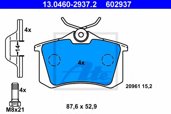 ATE Brake Pad Set, disc brake 10122786 - ATE