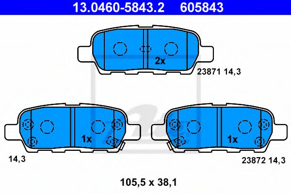 ATE Brake Pad Set, disc brake 10123086 - ATE
