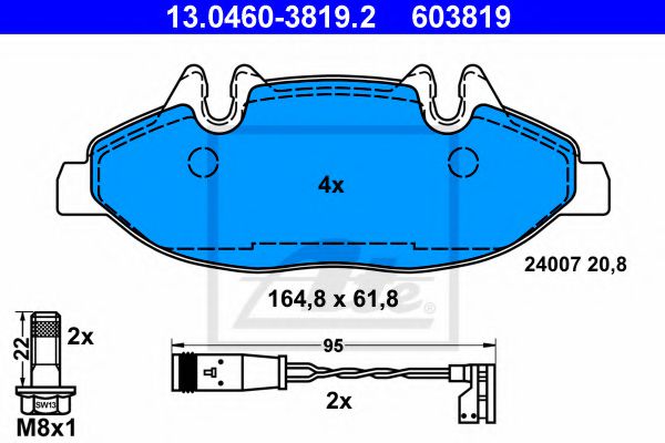 ATE Brake Pad Set, disc brake 10122849 - ATE