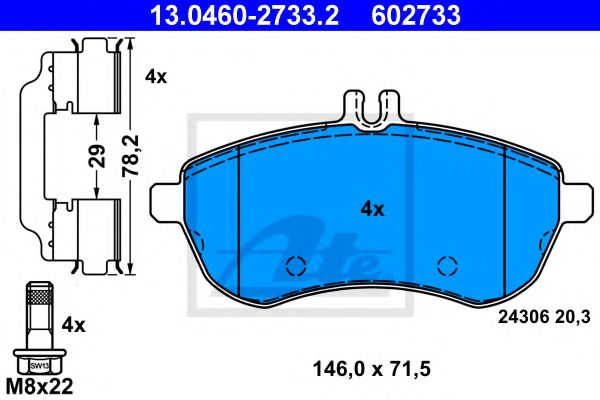 ATE Brake Pad Set, disc brake 10202223 - ATE