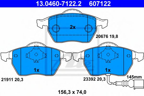 ATE Brake Pad Set, disc brake 10123281 - ATE