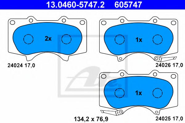 ATE Brake Pad Set, disc brake 10228185 - ATE