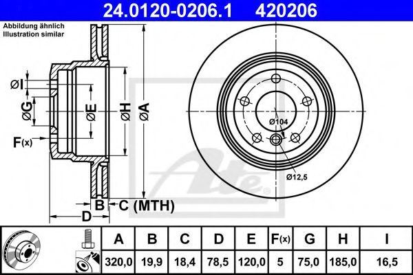 ATE Brake Disc 10393424 - ATE