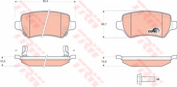 TRW Brake Pad Set, disc brake 4123330 - TRW