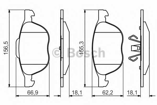 BOSCH Brake Pad Set, disc brake 11716560 - BOSCH