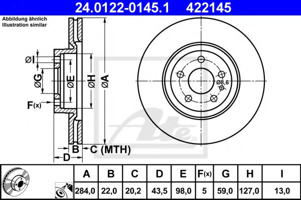 ATE Brake Disc 10124093 - ATE