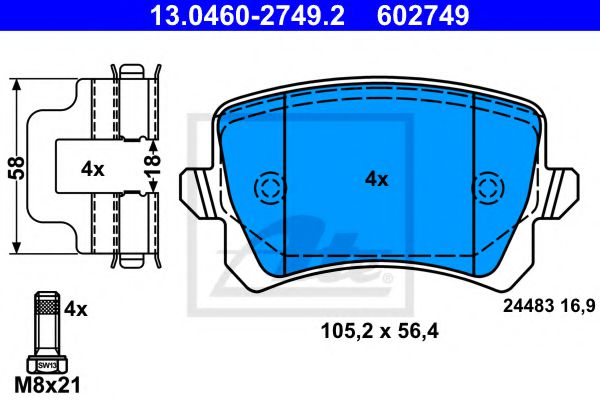 ATE Brake Pad Set, disc brake 10253533 - ATE