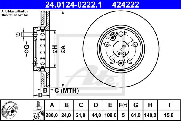 ATE Brake Disc 3472182 - ATE