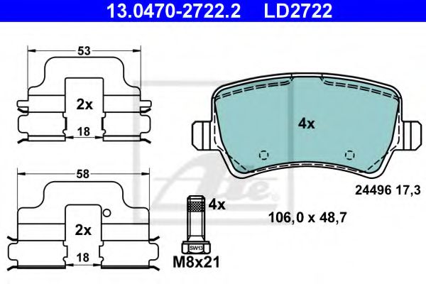 ATE Brake Pad Set, disc brake 10603924 - ATE