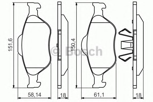 BOSCH Brake Pad Set, disc brake 11716563 - BOSCH