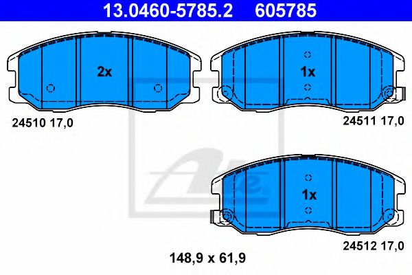 ATE Brake Pad Set, disc brake 10202287 - ATE