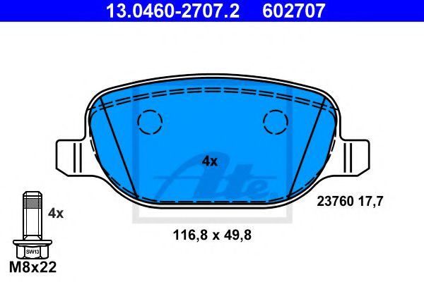 ATE Brake Pad Set, disc brake 10122674 - ATE