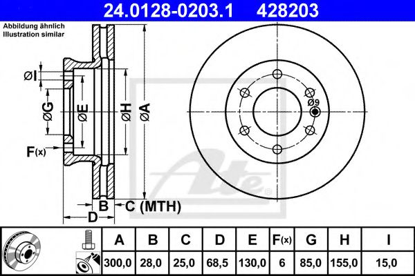 ATE Brake Disc 10202610 - ATE