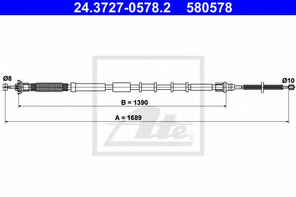 ATE Cable Pull, parking brake 10800951 - ATE