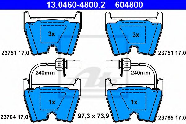 ATE Brake Pad Set, disc brake 10122966 - ATE