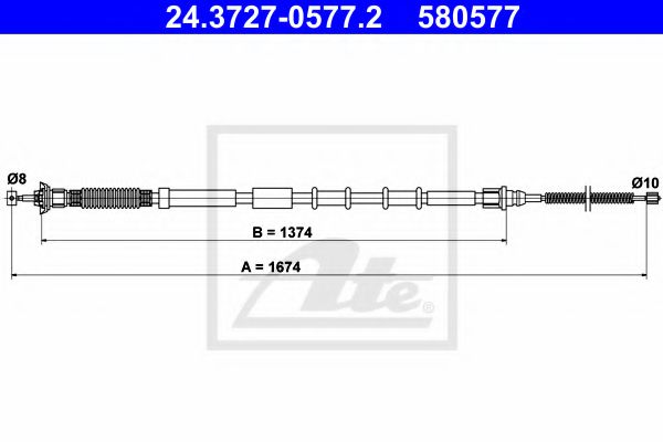 ATE Cable Pull, parking brake 10800950 - ATE