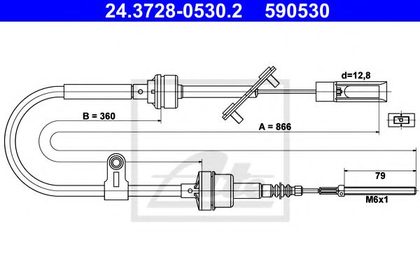ATE Cable Pull, clutch control 10126377 - ATE