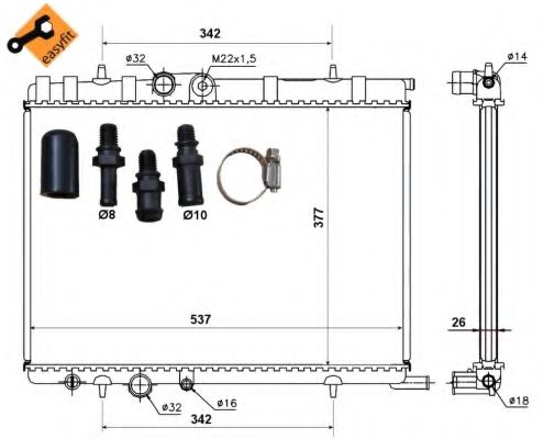 NRF Radiator, engine cooling 11543147 - NRF