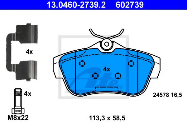 ATE Brake Pad Set, disc brake 10202225 - ATE