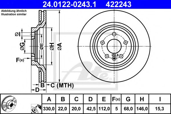 ATE Brake Disc 10124164 - ATE