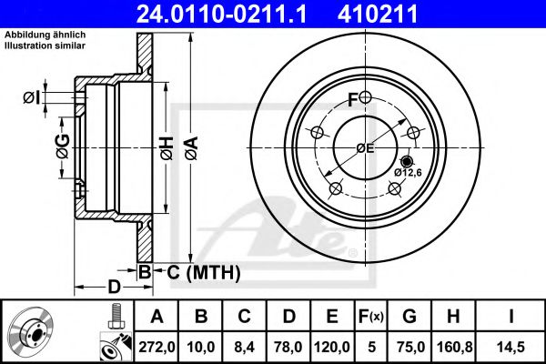 ATE Brake Disc 10123730 - ATE